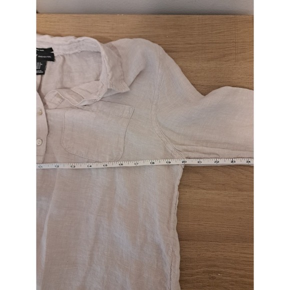 Jones New York 100% Linen Women's Button V-neck Ivory Size Small - Picture 4 of 6